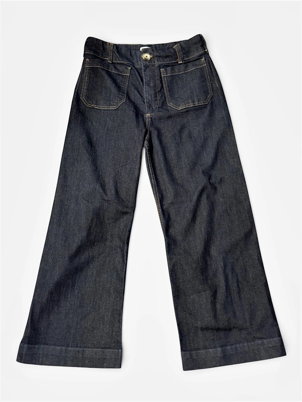Anthropologie Maeve The Colette Crop Wide Leg Jeans Dark Indigo Wash Size 29